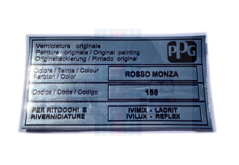Rosso Monza 155 Colour Code Bonnet Label